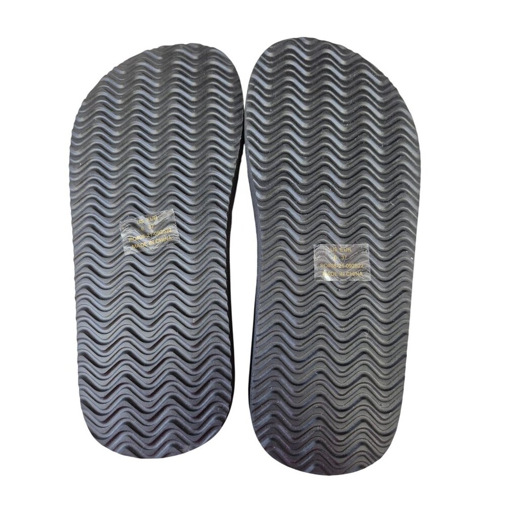 Norty Womens Flip-Flops Size 6 Fuscia Striped Strap Rubber Sole Casual Beach San - Picture 4 of 6